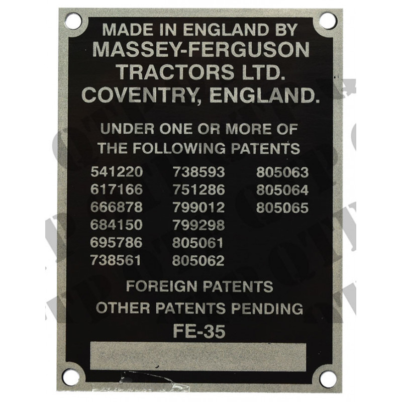 Plaque de tracteur tracteur FE35 62460 - photo cover
