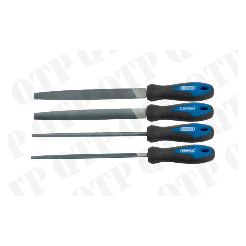 Draper Set Of 4 200mm Files & Handles tracteur Outils 57191 - photo cover